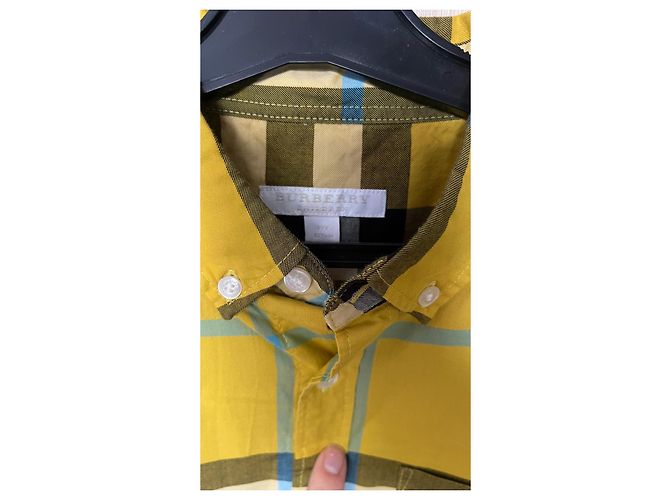 Camicia a maniche corte a quadri per bambini Burberry Nero Bianco Giallo Blu chiaro - vista 3