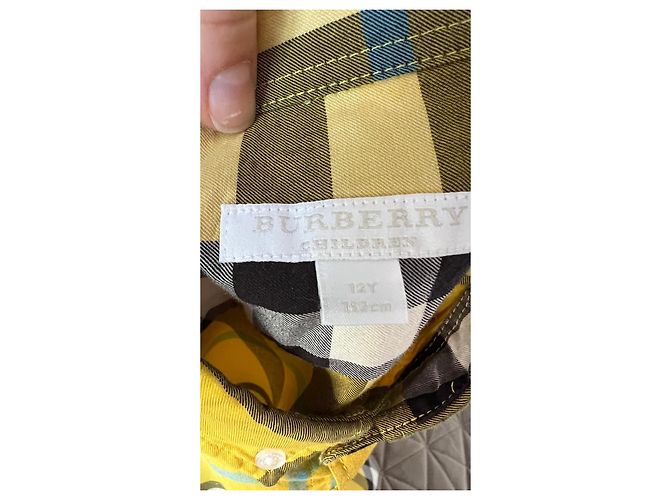 Camicia a maniche corte a quadri per bambini Burberry Nero Bianco Giallo Blu chiaro - vista 4