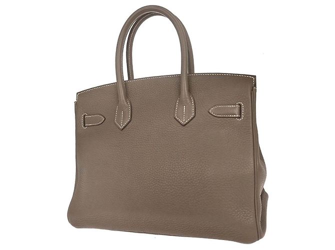 Hermès Hermes Birkin Etoupe Taurillon Clémence con Hardware Palladium 30 Marrone - vista 2