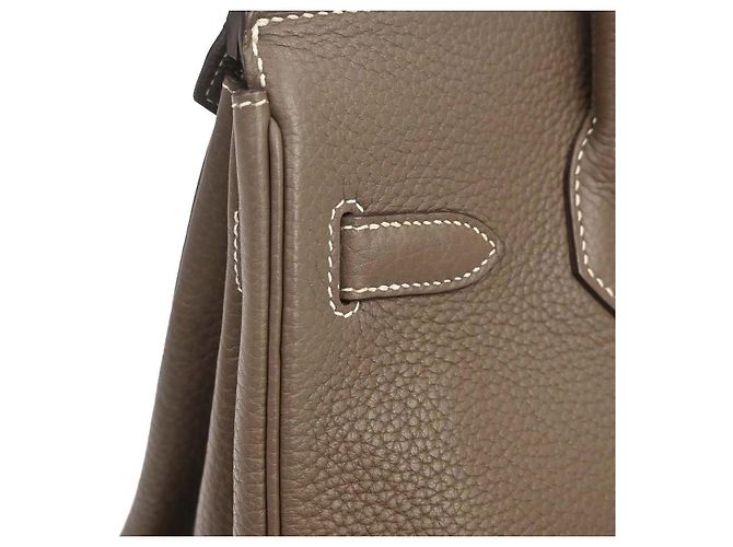 Hermès Hermes Birkin Etoupe Taurillon Clémence con Hardware Palladium 30 Marrone - vista 3