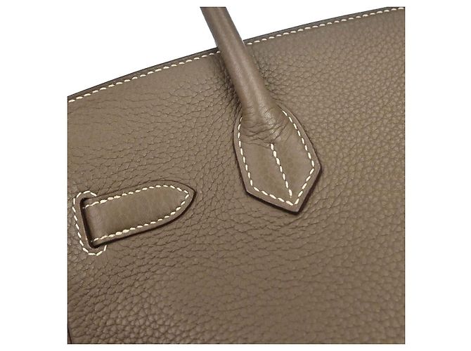 Hermès Hermes Birkin Etoupe Taurillon Clémence con Hardware Palladium 30 Marrone - vista 4
