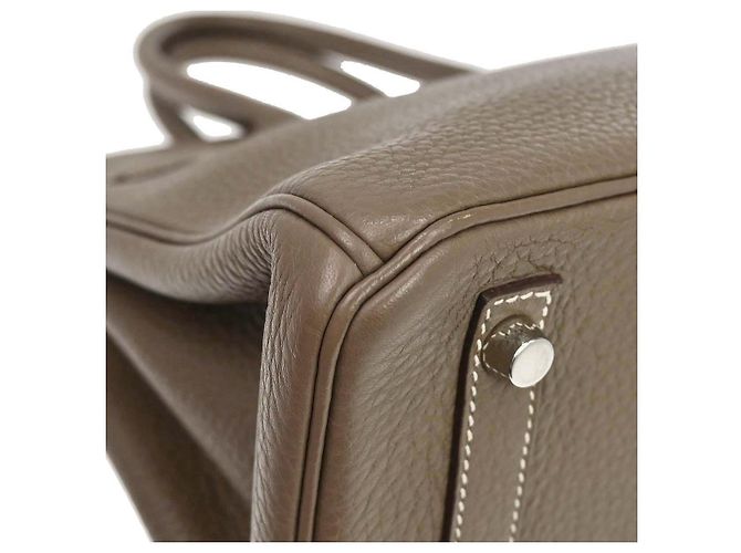 Hermès Hermes Birkin Etoupe Taurillon Clémence con Hardware Palladium 30 Marrone - vista 5