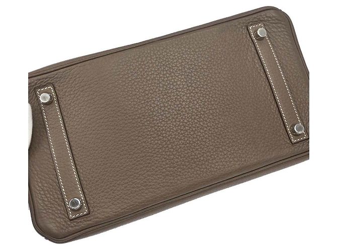 Hermès Hermes Birkin Etoupe Taurillon Clémence con Hardware Palladium 30 Marrone - vista 6