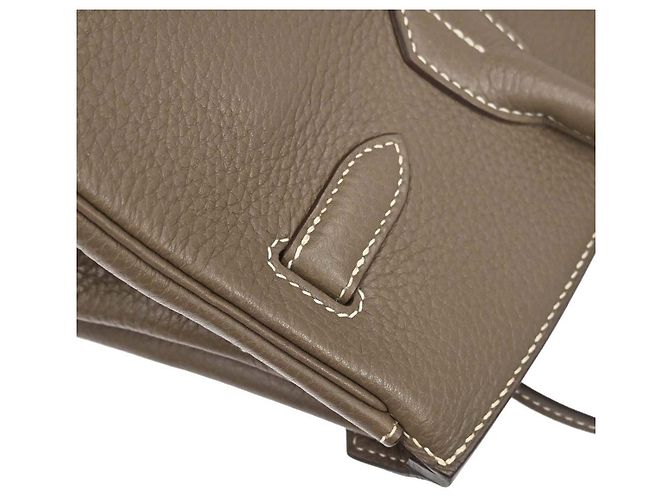 Hermès Hermes Birkin Etoupe Taurillon Clémence con Hardware Palladium 30 Marrone - vista 7