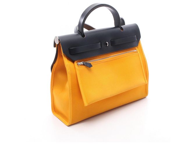 Hermès Bolso Hermes Herbag Zip PM Amarillo Azul marino - vista 2