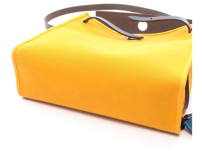 Hermès Bolso Hermes Herbag Zip PM Amarillo Azul marino - vista 7