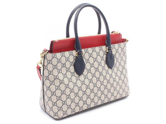 Borsa 2-Way Gucci GG Supreme Rosso Beige Blu navy - vista 2