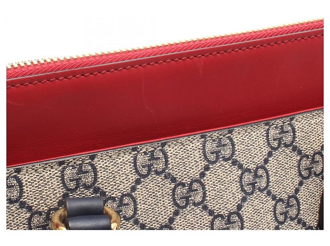 Borsa 2-Way Gucci GG Supreme Rosso Beige Blu navy - vista 8