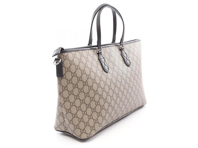 Borsa Tote 2-Way Gucci GG Supreme Marrone Nero Beige - vista 2