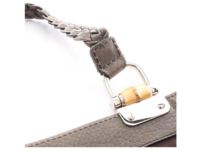 Borsa Tote Gucci Bamboo GG Canvas Beige Cachi - vista 11