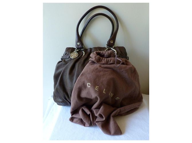 Céline Borsa Celine in pelle marrone - vista 10