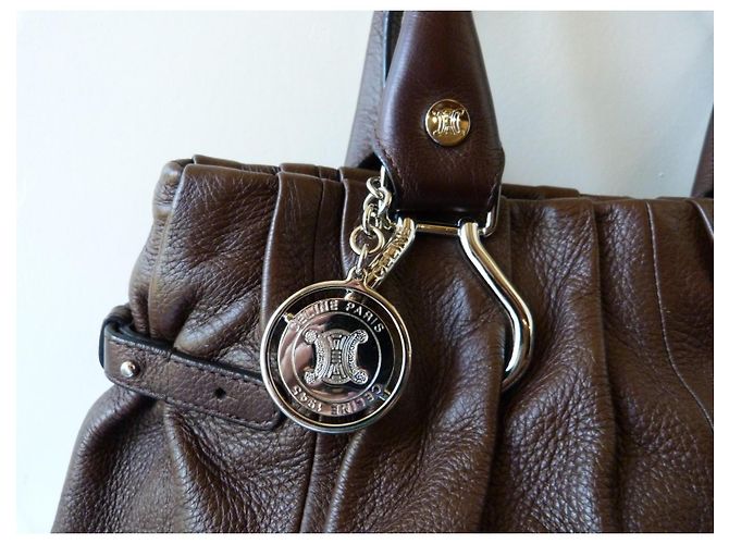 Céline Borsa Celine in pelle marrone - vista 2