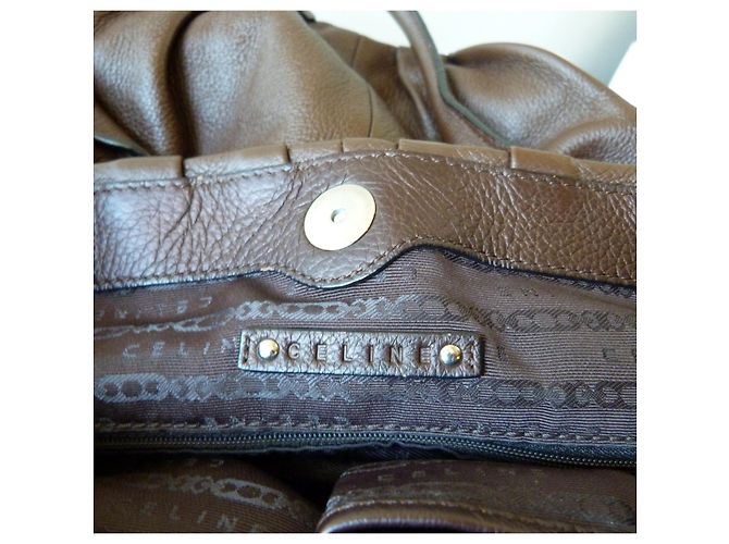 Céline Borsa Celine in pelle marrone - vista 3