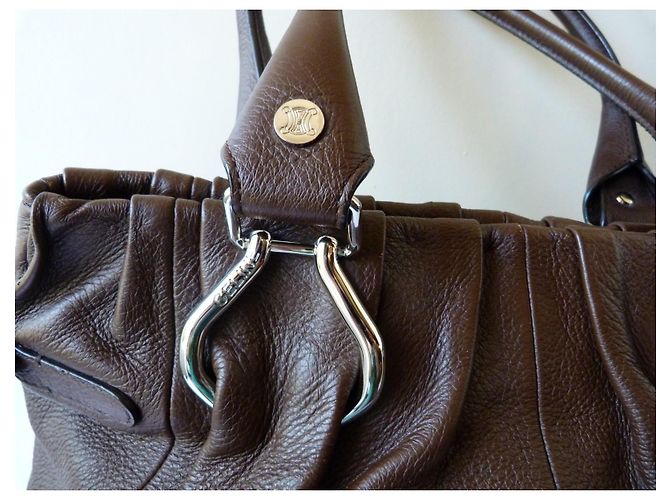 Céline Borsa Celine in pelle marrone - vista 4