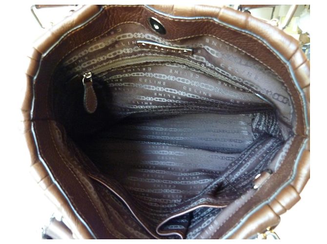 Céline Borsa Celine in pelle marrone - vista 8
