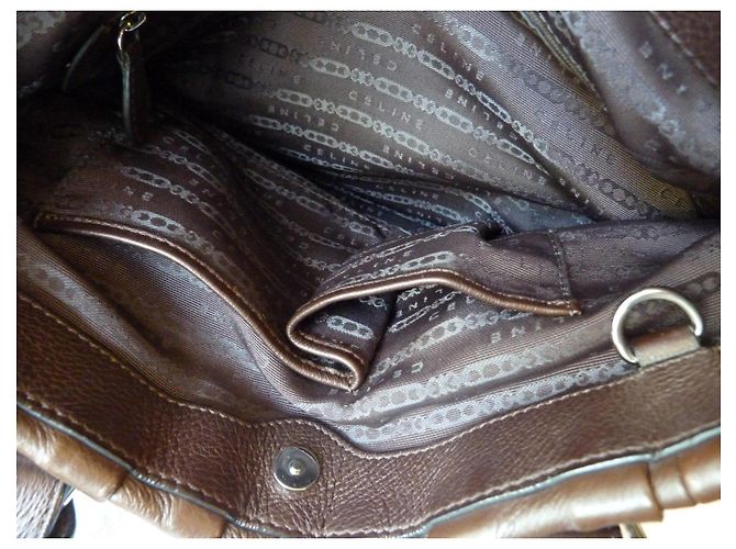 Céline Borsa Celine in pelle marrone - vista 9