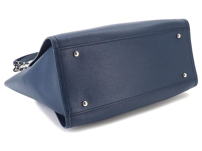 Chanel Deauville Navy Leder Tote Bag Marineblau - Ansicht 4