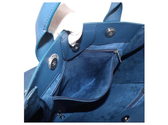 Chanel Deauville Navy Leder Tote Bag Marineblau - Ansicht 7