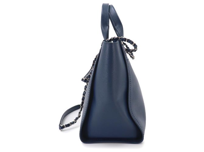 Chanel Deauville Navy Leder Tote Bag Marineblau - Ansicht 9