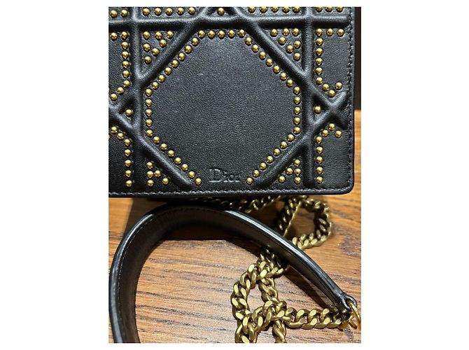 Bolsa de flap em couro preto com studs Dior Diorama Vertical - vista 10