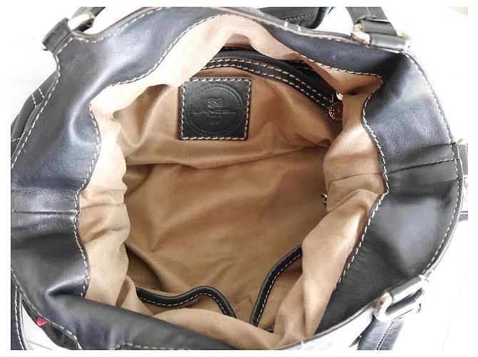 Lancel Borsa Tote in Pelle Nera Ricamata Nero - vista 3