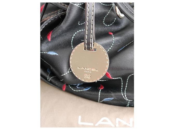 Lancel Borsa Tote in Pelle Nera Ricamata Nero - vista 4