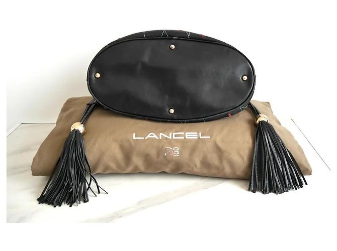 Lancel Borsa Tote in Pelle Nera Ricamata Nero - vista 5