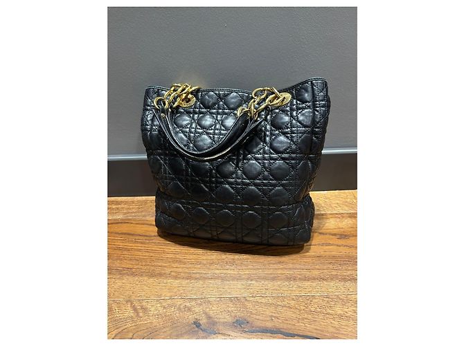 Borsa Tote in Pelle Cannage Christian Dior Nero - vista 11