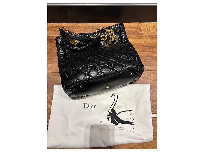 Borsa Tote in Pelle Cannage Christian Dior Nero - vista 12