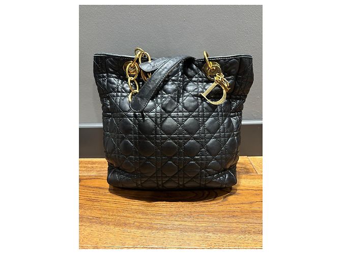 Borsa Tote in Pelle Cannage Christian Dior Nero - vista 13