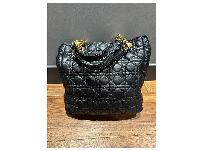 Borsa Tote in Pelle Cannage Christian Dior Nero - vista 2