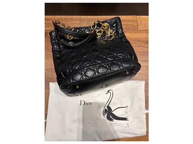Borsa Tote in Pelle Cannage Christian Dior Nero - vista 6