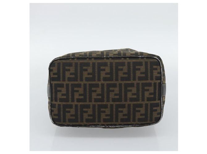 FENDI Zucca Canvas Vanity Hand Bag Black Brown Auth 192654 Marrone Nero - vista 10