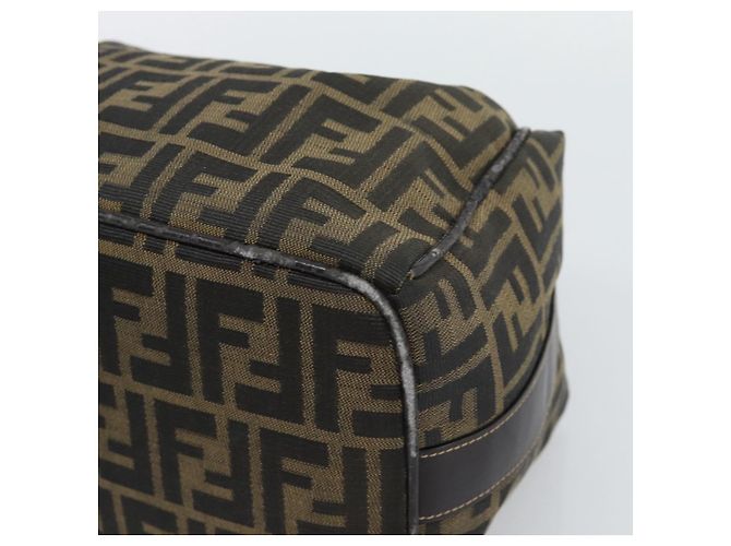 FENDI Zucca Canvas Vanity Hand Bag Black Brown Auth 192654 Marrone Nero - vista 11