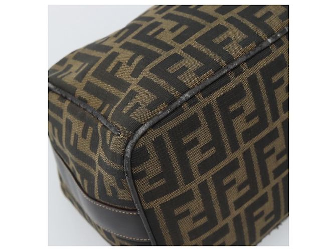 FENDI Zucca Canvas Vanity Hand Bag Black Brown Auth 192654 Marrone Nero - vista 12