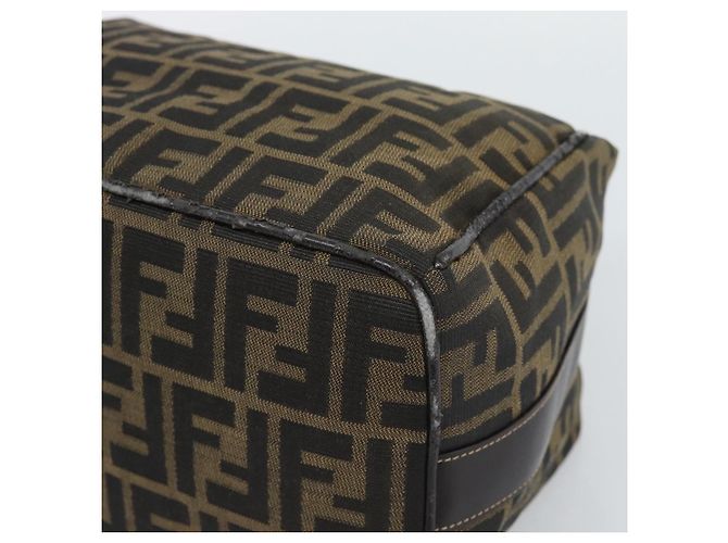 FENDI Zucca Canvas Vanity Hand Bag Black Brown Auth 192654 Marrone Nero - vista 13