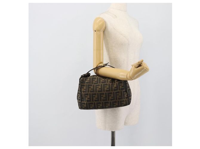 FENDI Zucca Canvas Vanity Hand Bag Black Brown Auth 192654 Marrone Nero - vista 22