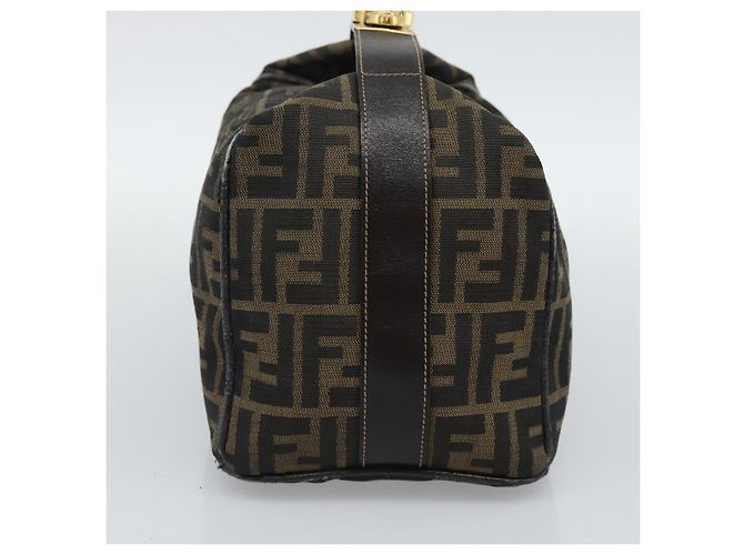 FENDI Zucca Canvas Vanity Hand Bag Black Brown Auth 192654 Marrone Nero - vista 4