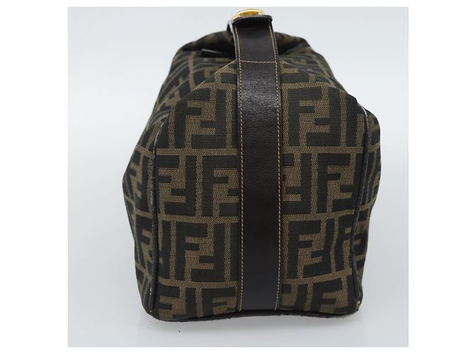 FENDI Zucca Canvas Vanity Hand Bag Black Brown Auth 192654 Marrone Nero - vista 5
