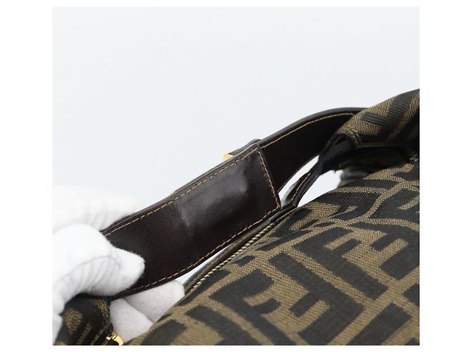 FENDI Zucca Canvas Vanity Hand Bag Black Brown Auth 192654 Marrone Nero - vista 7