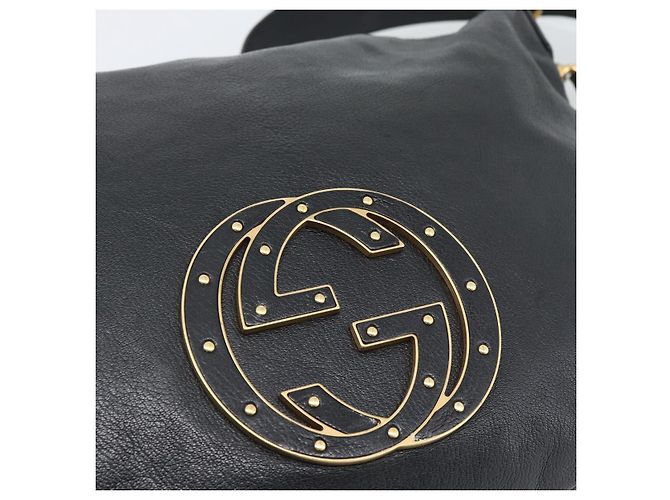Borsa a Spalla GUCCI Interlocking G in Pelle Nera e Oro 121546 Auth 193135V Nero D'oro - vista 14