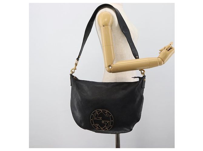 Borsa a Spalla GUCCI Interlocking G in Pelle Nera e Oro 121546 Auth 193135V Nero D'oro - vista 23