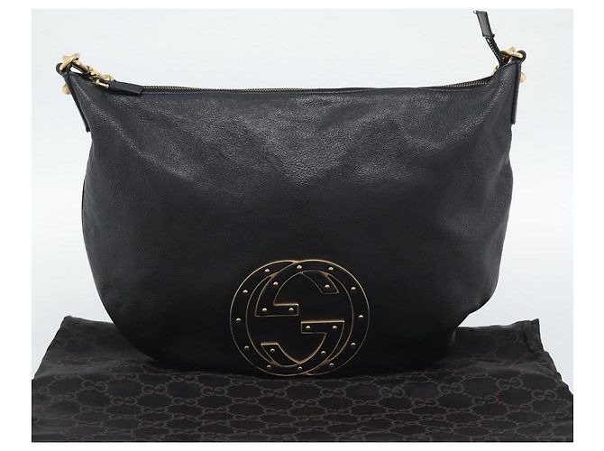 Borsa a Spalla GUCCI Interlocking G in Pelle Nera e Oro 121546 Auth 193135V Nero D'oro - vista 24