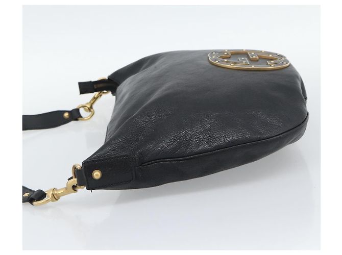 Borsa a Spalla GUCCI Interlocking G in Pelle Nera e Oro 121546 Auth 193135V Nero D'oro - vista 4