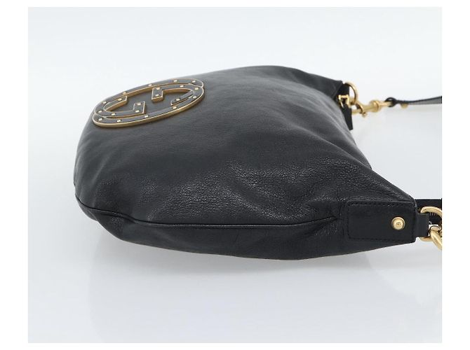 Borsa a Spalla GUCCI Interlocking G in Pelle Nera e Oro 121546 Auth 193135V Nero D'oro - vista 5