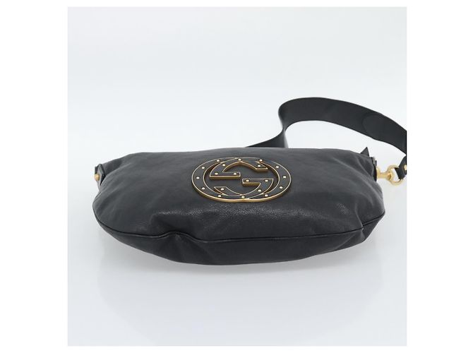 Borsa a Spalla GUCCI Interlocking G in Pelle Nera e Oro 121546 Auth 193135V Nero D'oro - vista 9