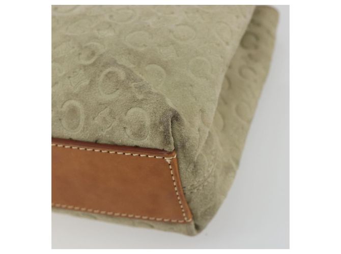 Céline CELINE C Macadam Handtasche aus Canvas und Wildleder Grau Silber Authentisch 193033A Braun - Ansicht 10