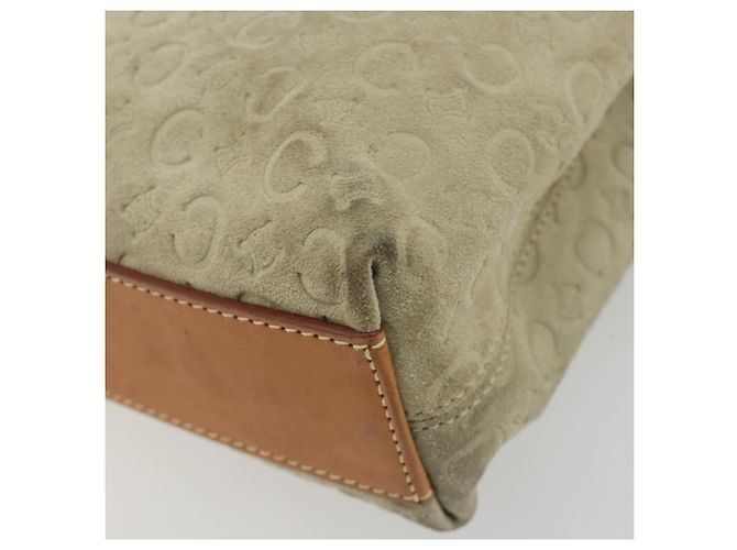 Céline CELINE C Macadam Handtasche aus Canvas und Wildleder Grau Silber Authentisch 193033A Braun - Ansicht 12