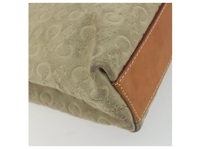 Céline CELINE C Macadam Handtasche aus Canvas und Wildleder Grau Silber Authentisch 193033A Braun - Ansicht 13