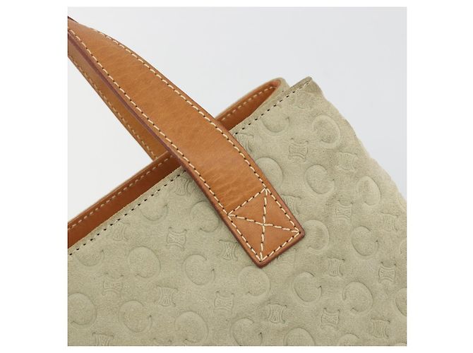 Céline CELINE C Macadam Handtasche aus Canvas und Wildleder Grau Silber Authentisch 193033A Braun - Ansicht 15
